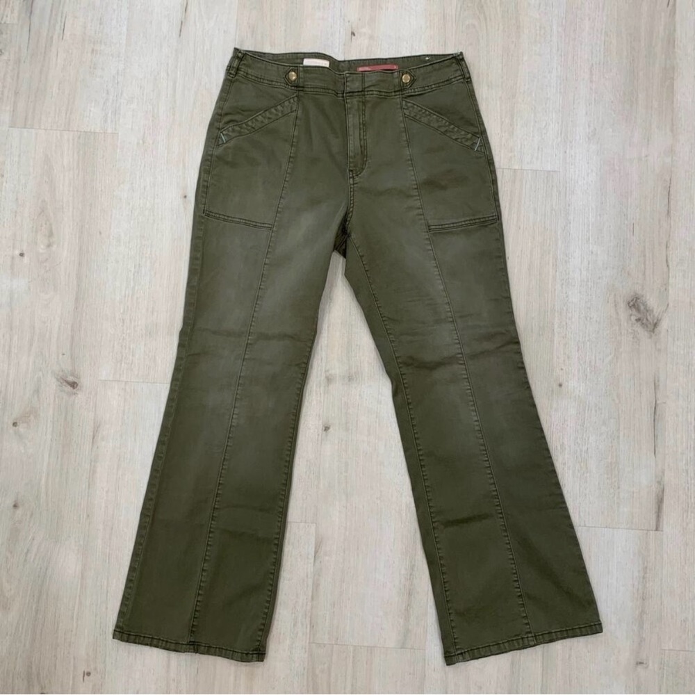 Anthropologie Pilcro Bootcut Pants sz 30 Low-Rise Utility Demilune Olive Green